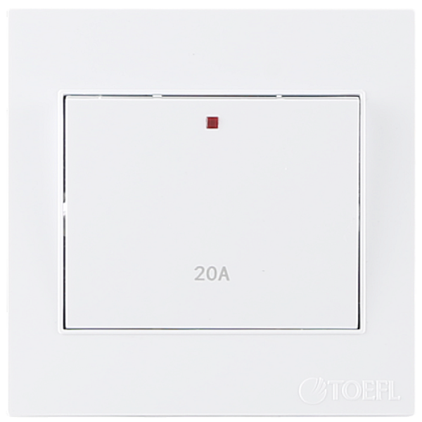 مفتاح سخان مربع 20 امبير لون ابيض ساده توفل