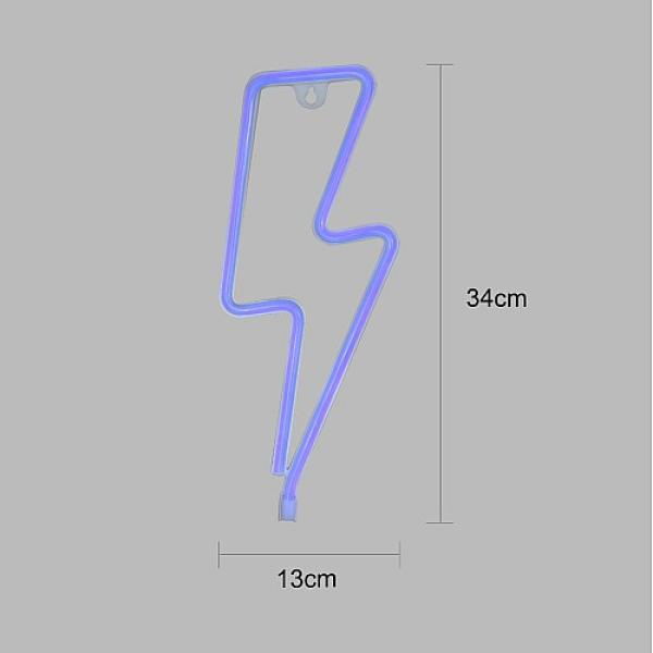 مصباح اضاءة ليد نيون على شكل صاعقة مضيئة للديكور- ازرق تعمل بالبطارية و USB