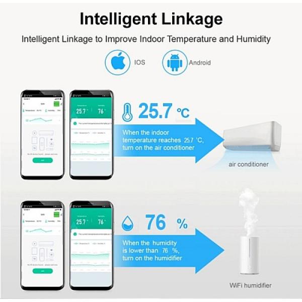 جهاز واي فاي ذكي تعمل بالأشعة تحت الحمراء عن بعد مع استشعار درجة الحرارة الرطوبة لمكيف الهواء التلفزيون يعمل مع أليكسا جوجل المنزل و تطبيقات الهاتف الذكية